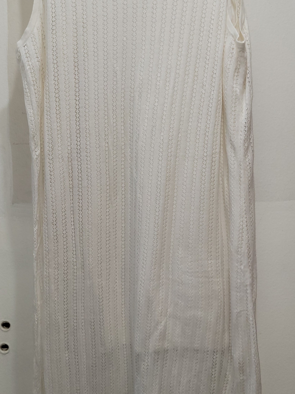 Cream Open-Knit Maxi Sleeveless Dress With Slip 2X